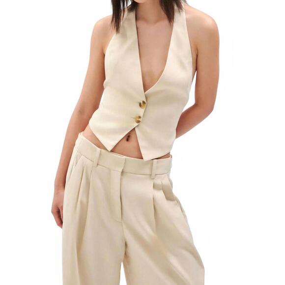 NEW RONNY KOBO lido v-neck vest in ivory